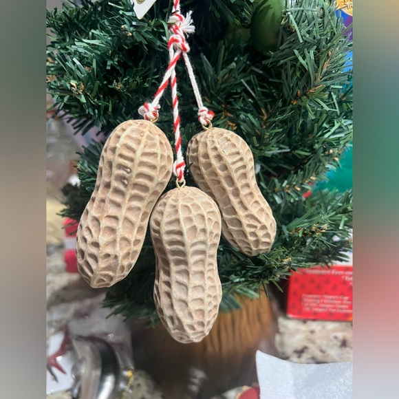 New with tags set of 3 lifelike peanut Christmas ornaments.  Heavy duty. - Picture 2 of 3
